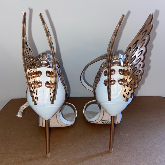Sophia Webster Evangeline White & Rose Gold High Heel Sandals, size 8.5 - Picture 3 of 9